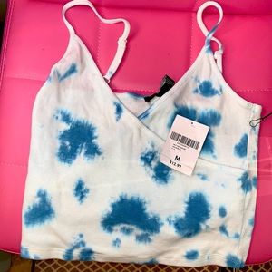 Knit top /Cami white and blue size medium